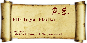 Piblinger Etelka névjegykártya